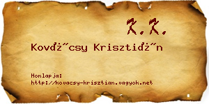 Kovácsy Krisztián névjegykártya
